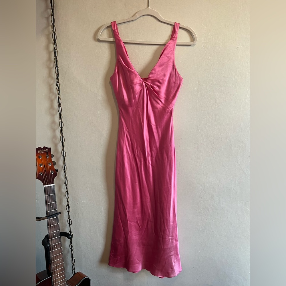 Pink Silk Midi Dress